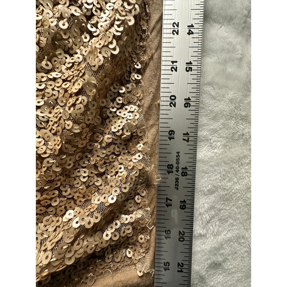 Talbots Woman 2X Champagne Gold Sequin Tank Top Sleeveless Knit Tan Brown-22 - Picture 8 of 11